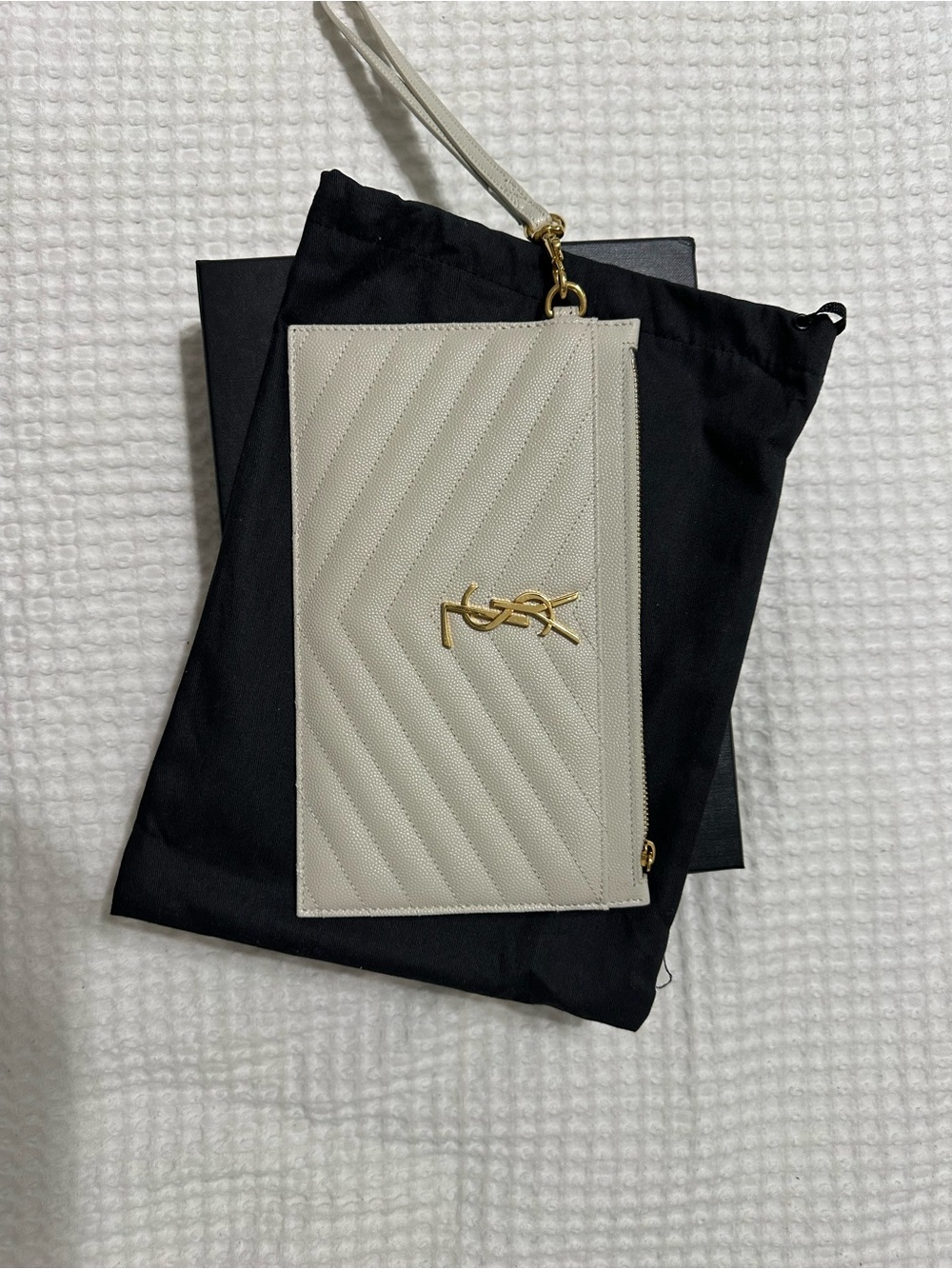 YSL Monogram Large Bill Pouch in Grained Leather